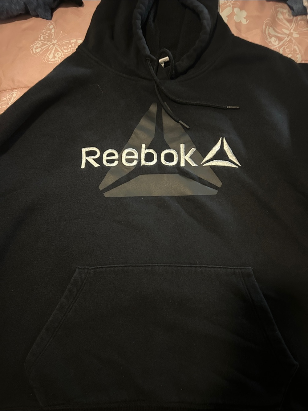 Reebok Men’s Black Crewneck Hoodie with Reflective Logo